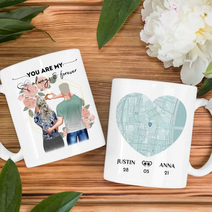 Tasse für Freundin Stadtkarte You are my always personalisiert