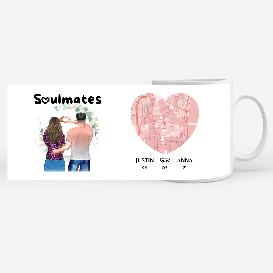 Personalisierte Tasse Liebe Stadtkarte Soulmates Paar als Cliparts