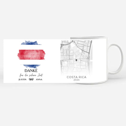 Personalisierte Tasse Urlaub Erinnerung Costa Rica Stadtkarte