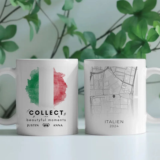 Personalisierte Tasse Urlaubs Erinnerung Italien Stadtkarte