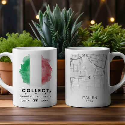 Personalisierte Tasse Urlaubs Erinnerung Italien Stadtkarte