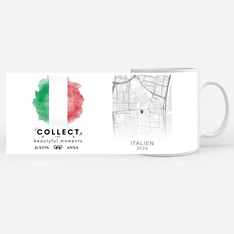 Personalisierte Tasse Urlaubs Erinnerung Italien Stadtkarte