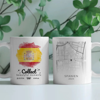 Personalisierte Tasse Urlaub Erinnerung Spain Spanien Stadtkarte