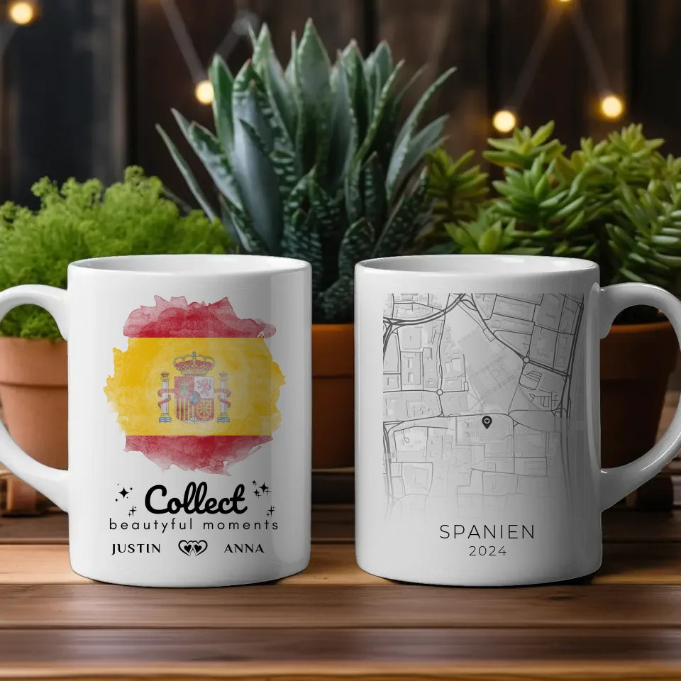 Personalisierte Tasse Urlaub Erinnerung Spain Spanien Stadtkarte