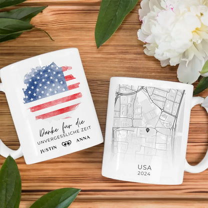 Personalisierte Tasse Urlaubs Erinnerung USA Amerika Stadtkarte