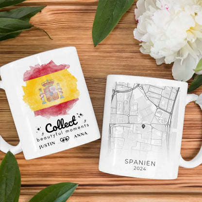 Personalisierte Tasse Urlaub Erinnerung Spain Spanien Stadtkarte