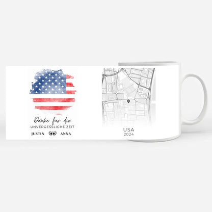 Personalisierte Tasse Urlaubs Erinnerung USA Amerika Stadtkarte