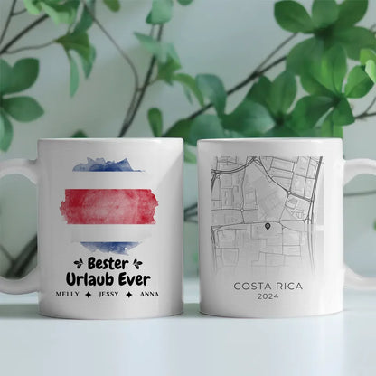 Tasse personalisiert Stadtkarte Costa Rica Urlaub Erinnerung Mama