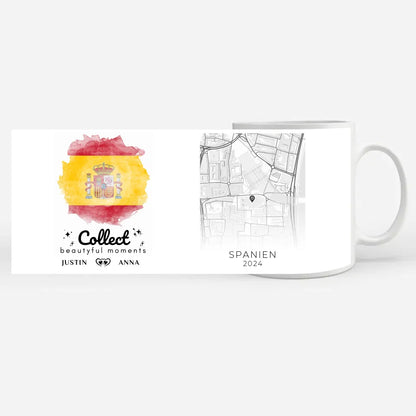 Personalisierte Tasse Urlaub Erinnerung Spain Spanien Stadtkarte