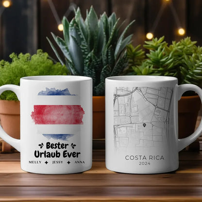 Tasse personalisiert Stadtkarte Costa Rica Urlaub Erinnerung Mama