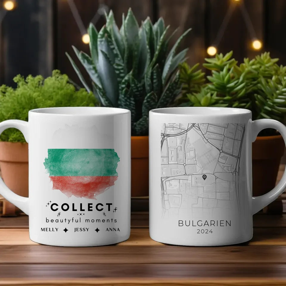 Personalisierte Tasse Stadtkarte Bulgarien Urlaubs Erinnerung Beste Freundin