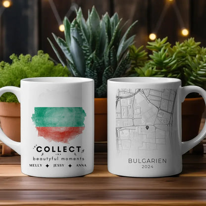 Personalisierte Tasse Stadtkarte Bulgarien Urlaubs Erinnerung Beste Freundin