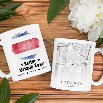 Tasse personalisiert Stadtkarte Costa Rica Urlaub Erinnerung Mama