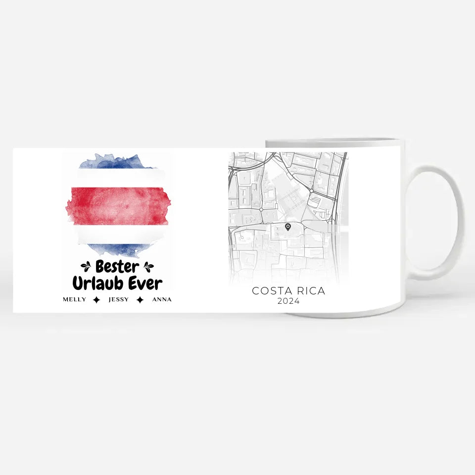 Tasse personalisiert Stadtkarte Costa Rica Urlaub Erinnerung Mama