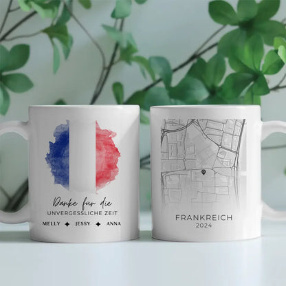 Personalisierte Tasse Stadtkarte Frankreich Urlaubs Erinnerung Tochter