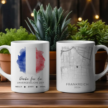 Personalisierte Tasse Stadtkarte Frankreich Urlaubs Erinnerung Tochter