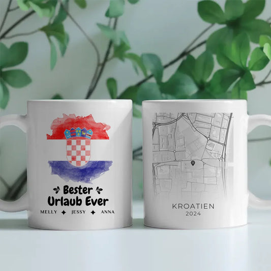 Geschenk Tasse Stadtkarte Kroatien Urlaub Erinnerung Mama