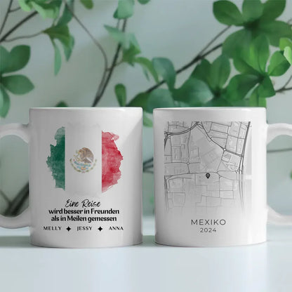 Personalisierte Tasse Stadtkarte Mexiko Urlaubs Erinnerung Freundin