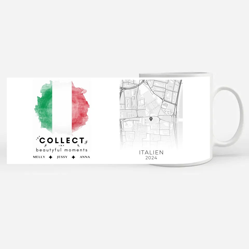 Tasse mit Namen Stadtkarte Italien Urlaubs Erinnerung Beste Freundin