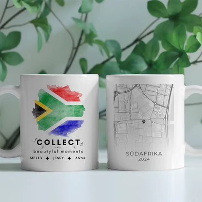 Personalisierte Tasse Stadtkarte Südafrika Urlaubs Erinnerung Beste Freundin