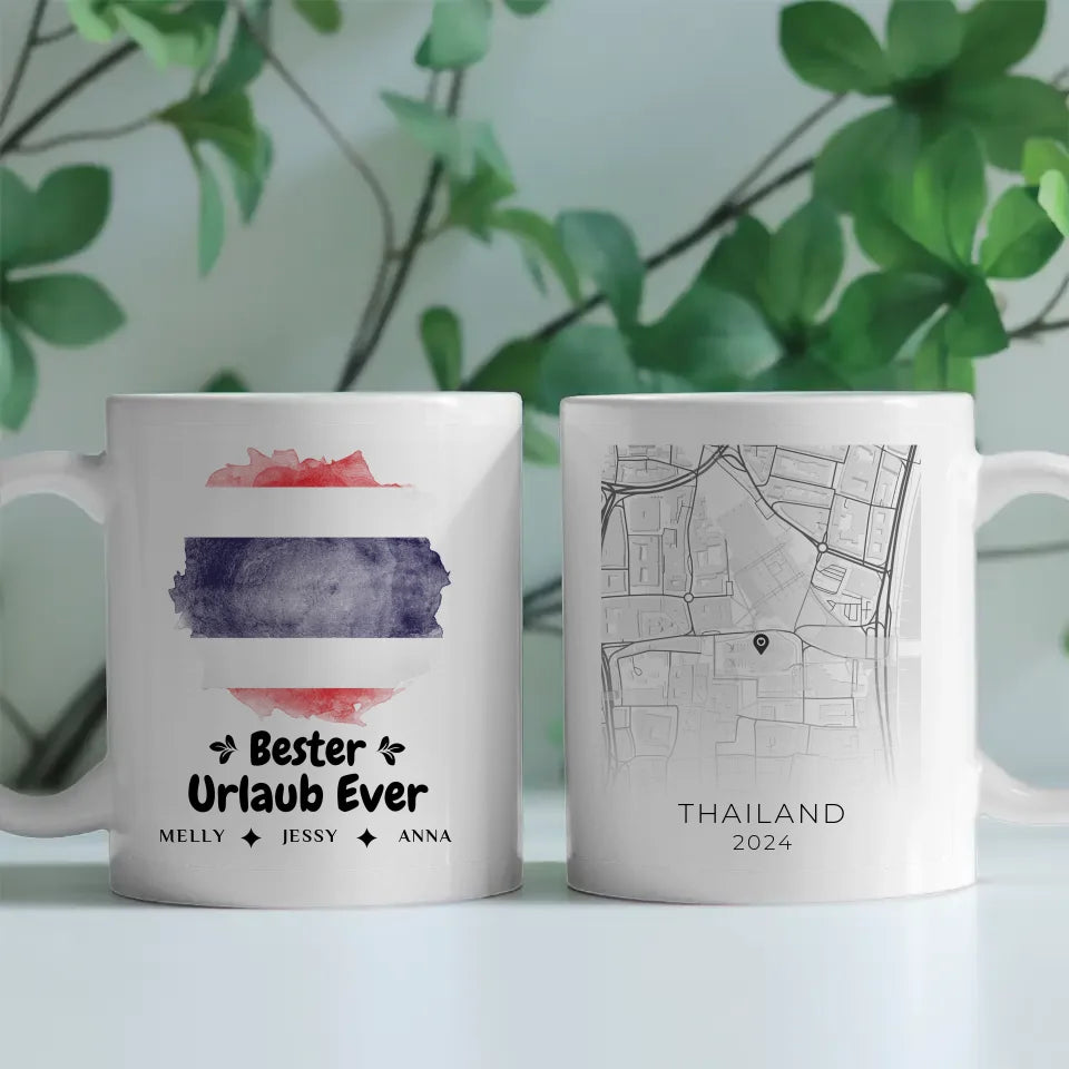 Tasse personalisiert Stadtkarte Thailand Urlaub Erinnerung Mama