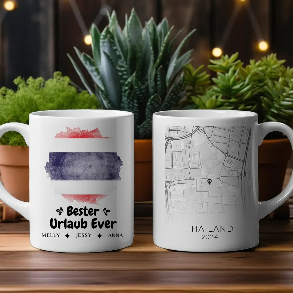 Tasse personalisiert Stadtkarte Thailand Urlaub Erinnerung Mama