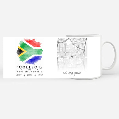 Personalisierte Tasse Stadtkarte Südafrika Urlaubs Erinnerung Beste Freundin