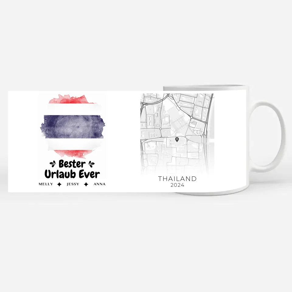 Tasse personalisiert Stadtkarte Thailand Urlaub Erinnerung Mama