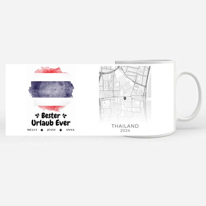 Tasse personalisiert Stadtkarte Thailand Urlaub Erinnerung Mama