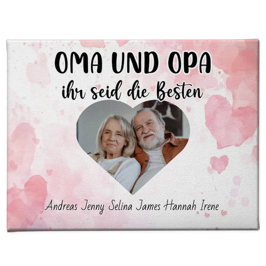 Personalisierte Leinwand Oma und Opa Ihr seid die Besten