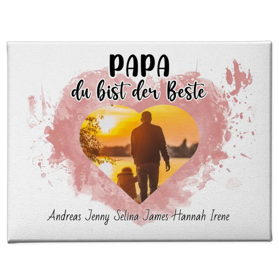 Familien Leinwand Papa du bist der Beste Personalisiert