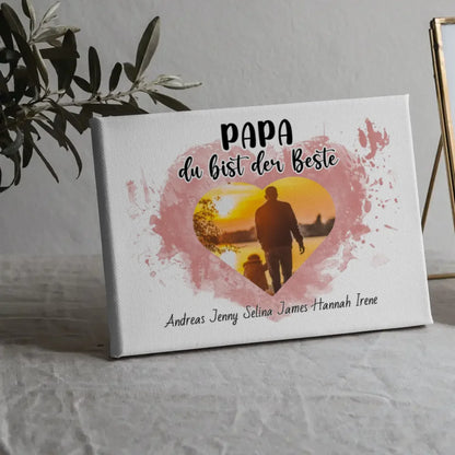 Familien Leinwand Papa du bist der Beste Personalisiert