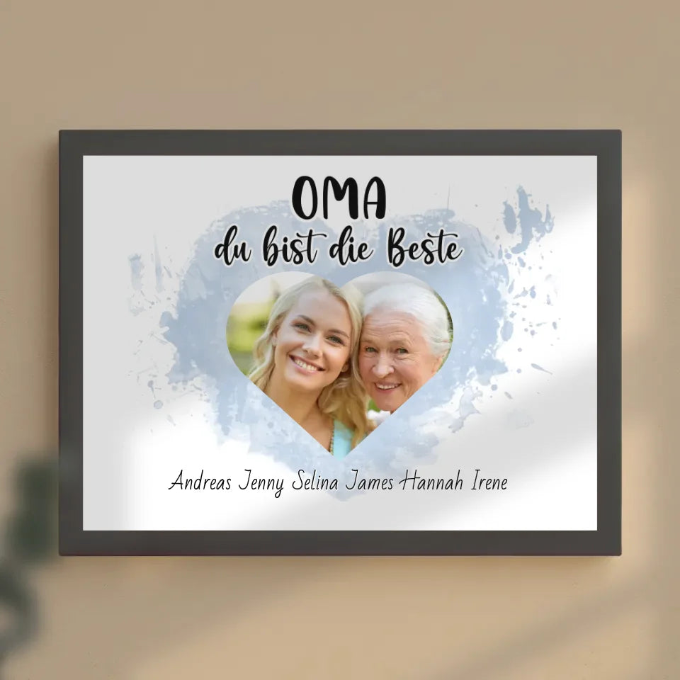 Poster mit Namen Oma du Bist die Beste Personalisiert