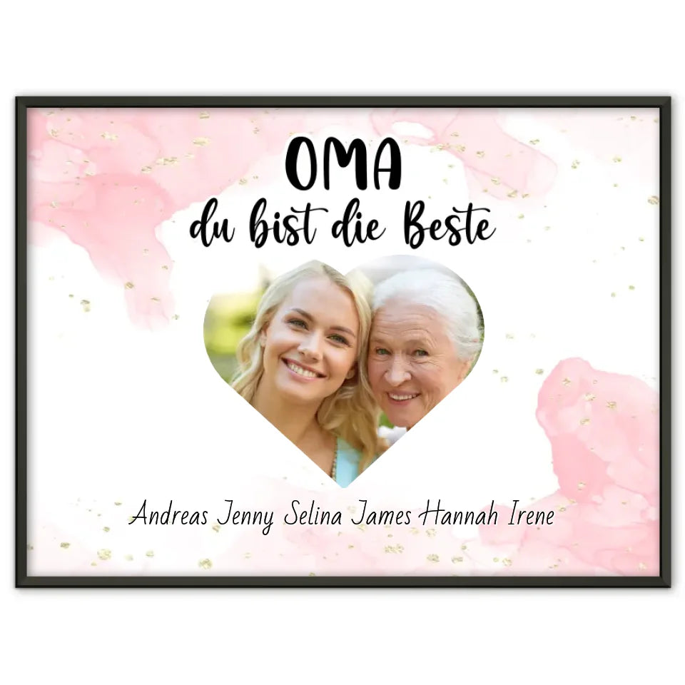 Personalisiertes Oma Poster Oma du Bist die Beste