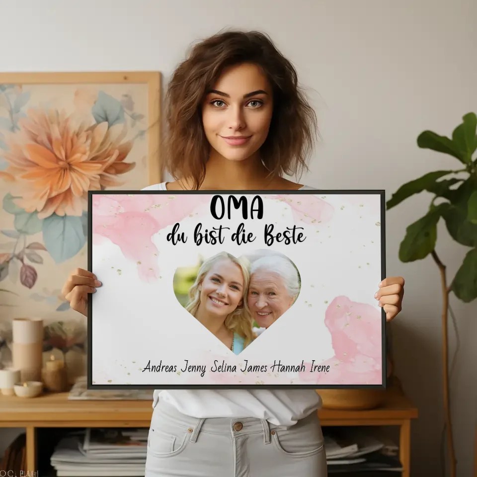 Personalisiertes Oma Poster Oma du Bist die Beste