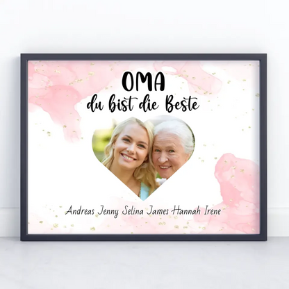 Personalisiertes Oma Poster Oma du Bist die Beste