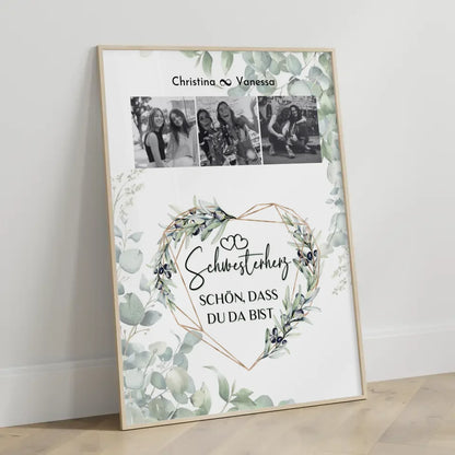Personalisiertes Poster Schwester Schwesterherz Schön dass du da bist 3 Fotos Black & White