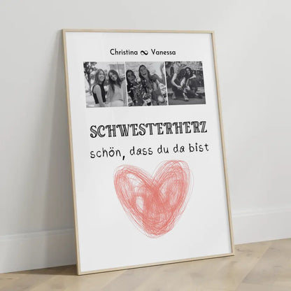 Poster Schwester Schwesterherz Schön dass du da bist Fotocollage