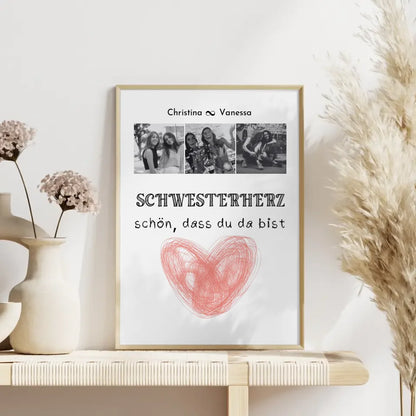 Poster Schwester Schwesterherz Schön dass du da bist Fotocollage