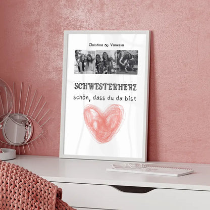 Poster Schwester Schwesterherz Schön dass du da bist Fotocollage