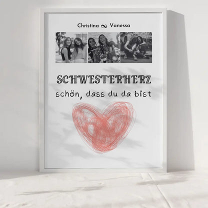 Poster Schwester Schwesterherz Schön dass du da bist Fotocollage