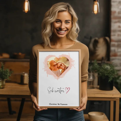 Poster Schwester Personalisiert Schwesterherz Herzfoto
