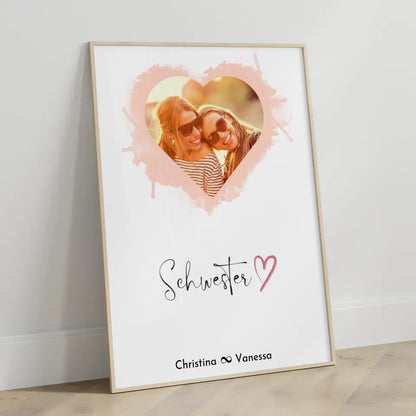 Poster Schwester Personalisiert Schwesterherz Herzfoto