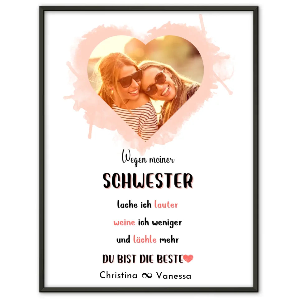 Poster Schwester Personalisiert Eine Schwester versteht Herz Foto & Wunsch Spruch