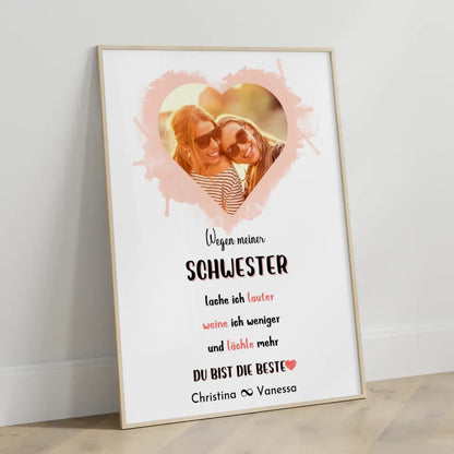 Poster Schwester Personalisiert Eine Schwester versteht Herz Foto & Wunsch Spruch