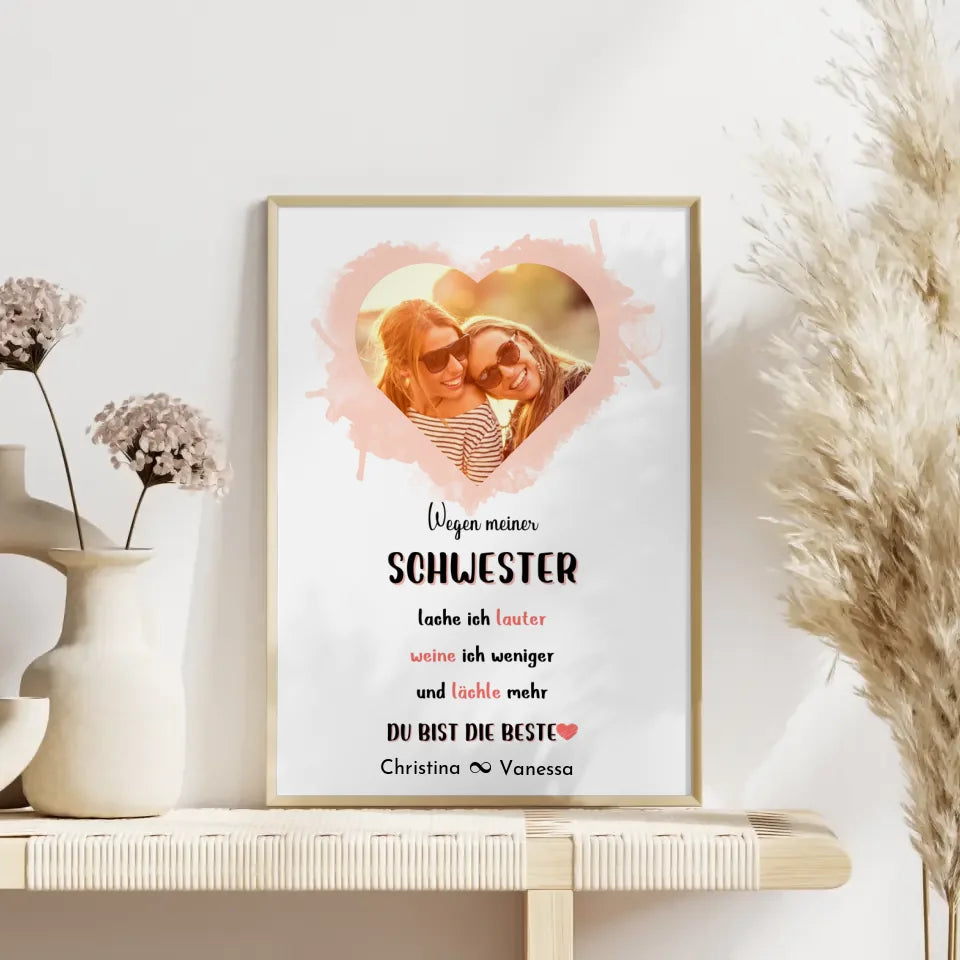 Poster Schwester Personalisiert Eine Schwester versteht Herz Foto & Wunsch Spruch