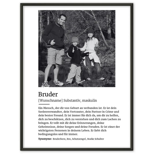 Personalisiertes Poster Definition Bruder Mit Name und Foto