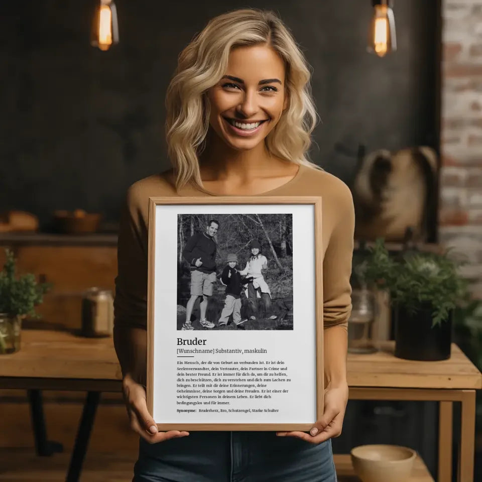 Personalisiertes Poster Definition Bruder Mit Name und Foto