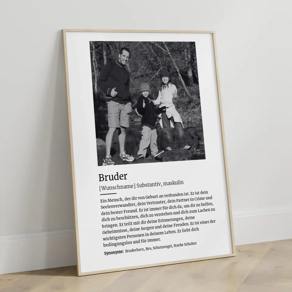 Personalisiertes Poster Definition Bruder Mit Name und Foto