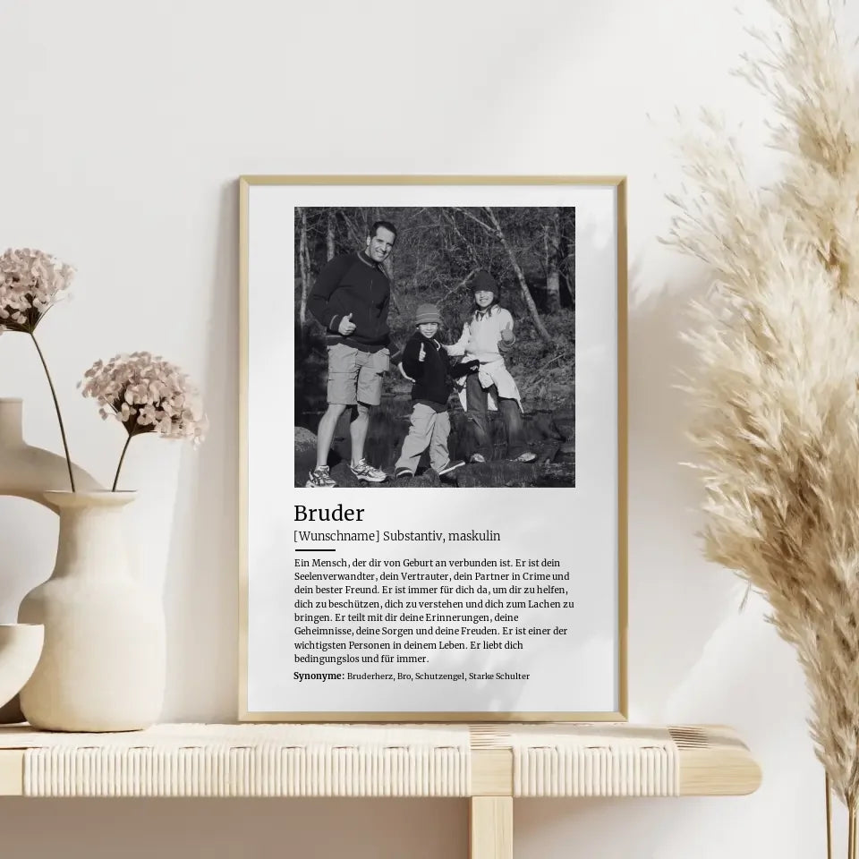 Personalisiertes Poster Definition Bruder Mit Name und Foto